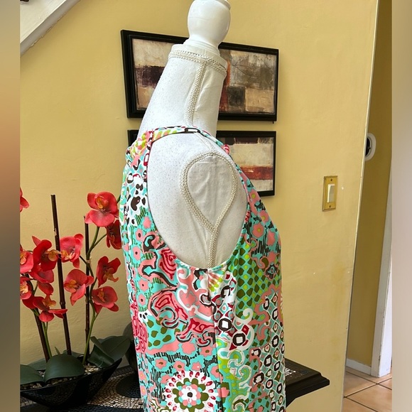 Jude Connally Abstract Medallion Print Coral Green Sz 14 Sheath Mini Dress USA - Picture 7 of 15